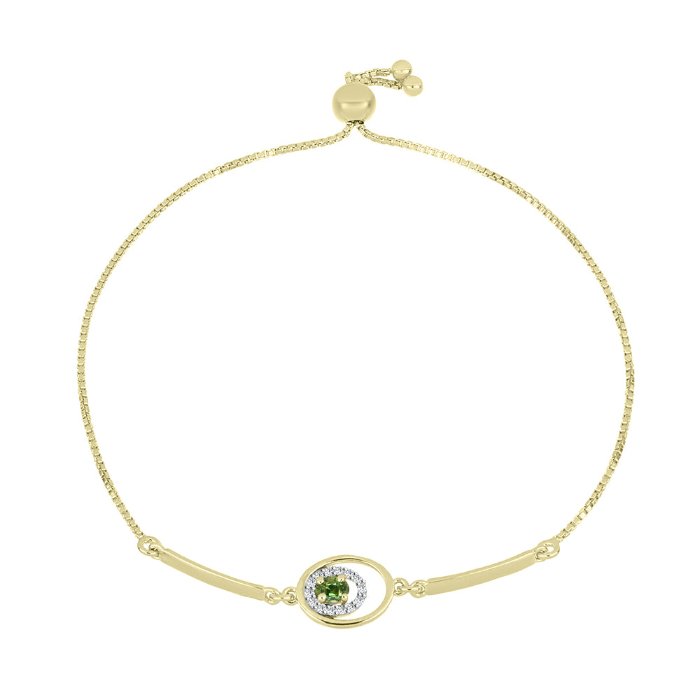 Pulsera de Plata Bañada en Oro con Zafiro Verde y Topacio Blanco