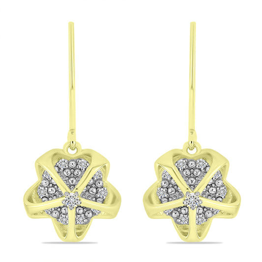 Pendientes de Plata Bañada en Oro con Diamante blanco