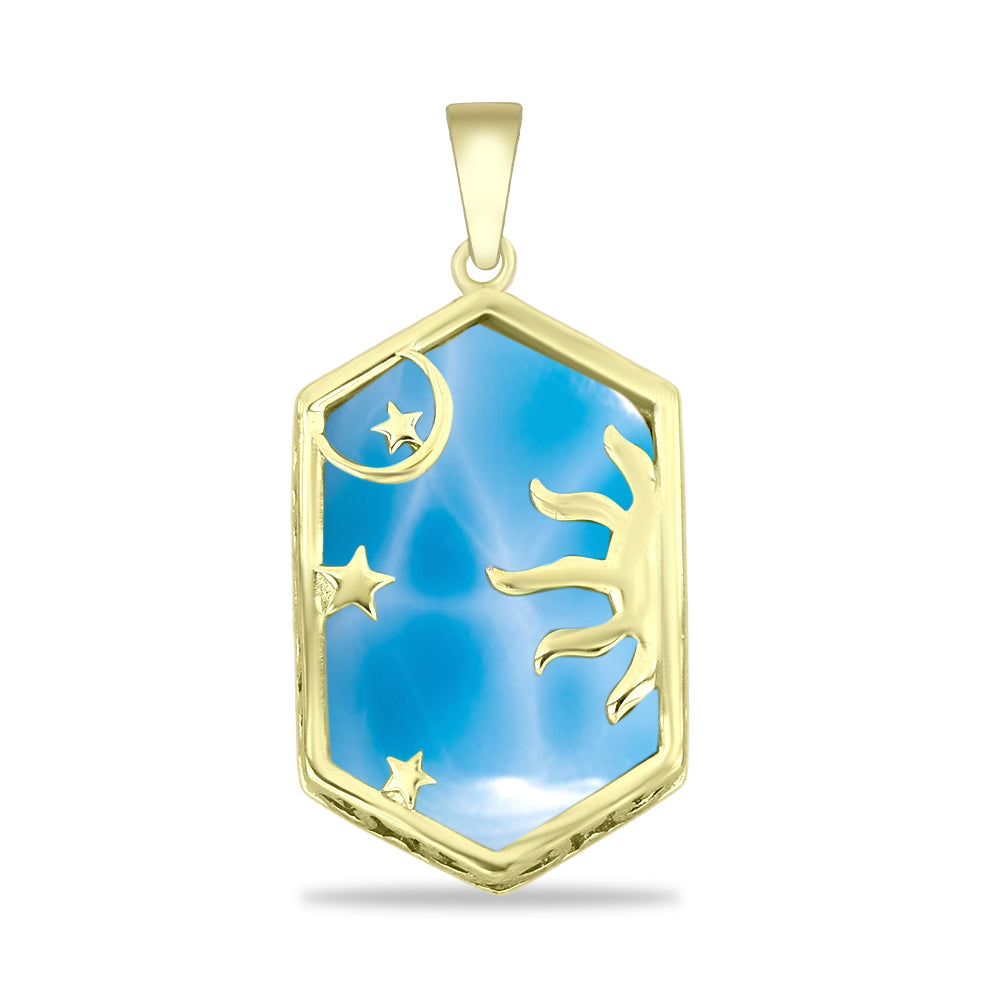 Colgante de Plata Bañada en Oro con Larimar 1 