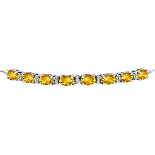 Pulsera de Plata con Citrino de Río del Oro y Topacio Blanco