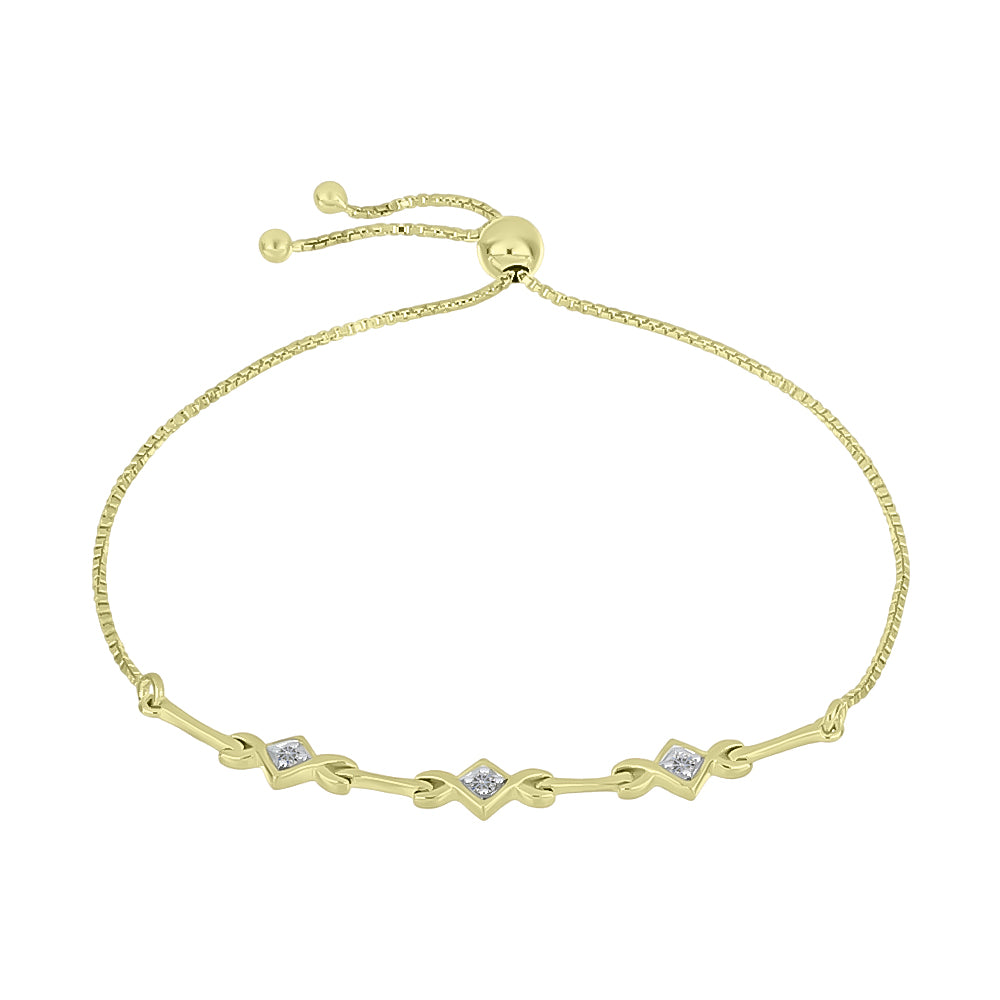 Pulsera de Plata Bañada en Oro con Diamante blanco