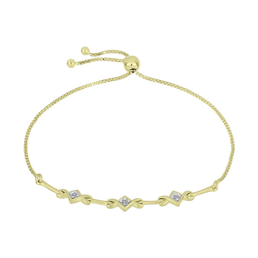 Pulsera de Plata Bañada en Oro con Diamante blanco