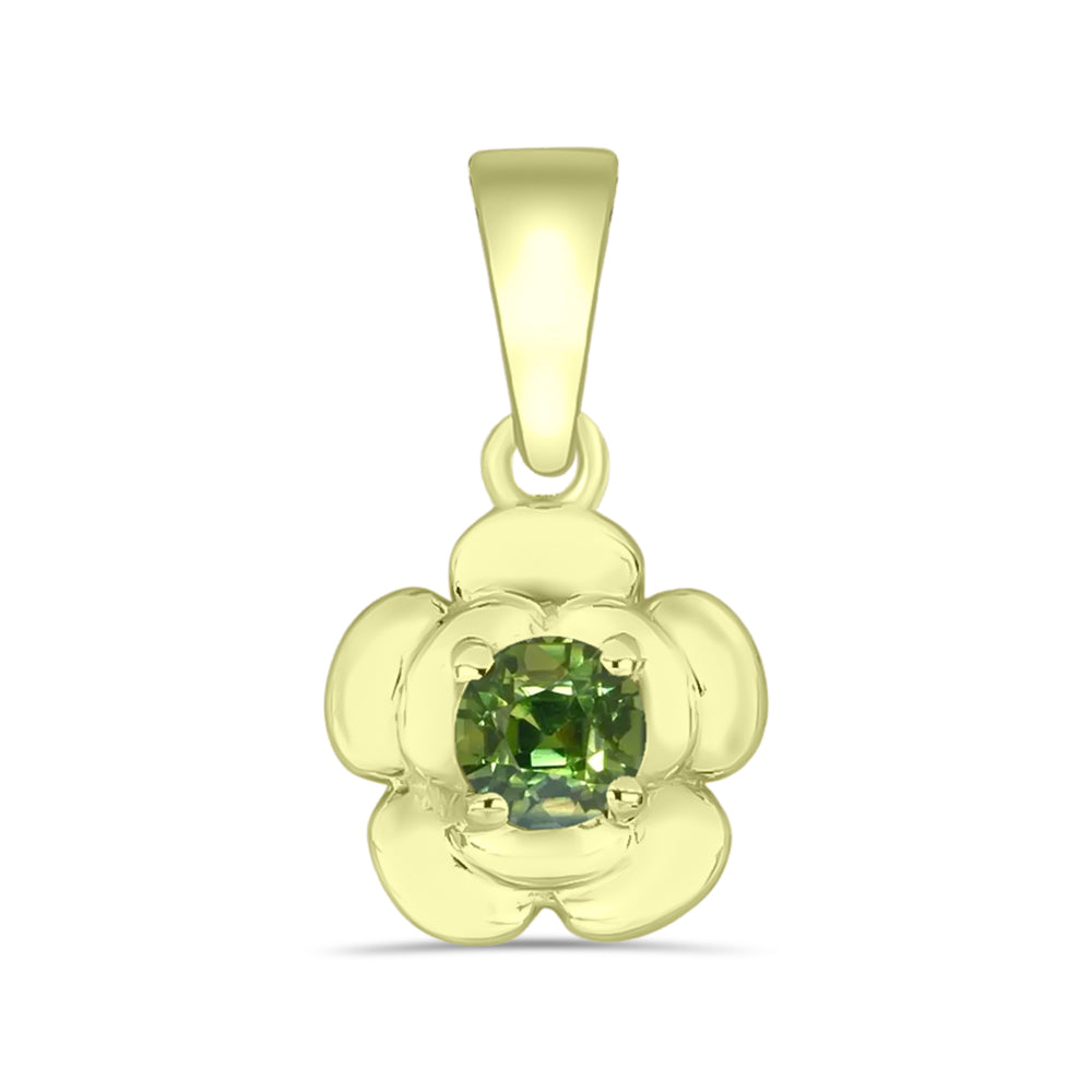 Colgante de Plata Bañada en Oro con Zafiro Verde 1 