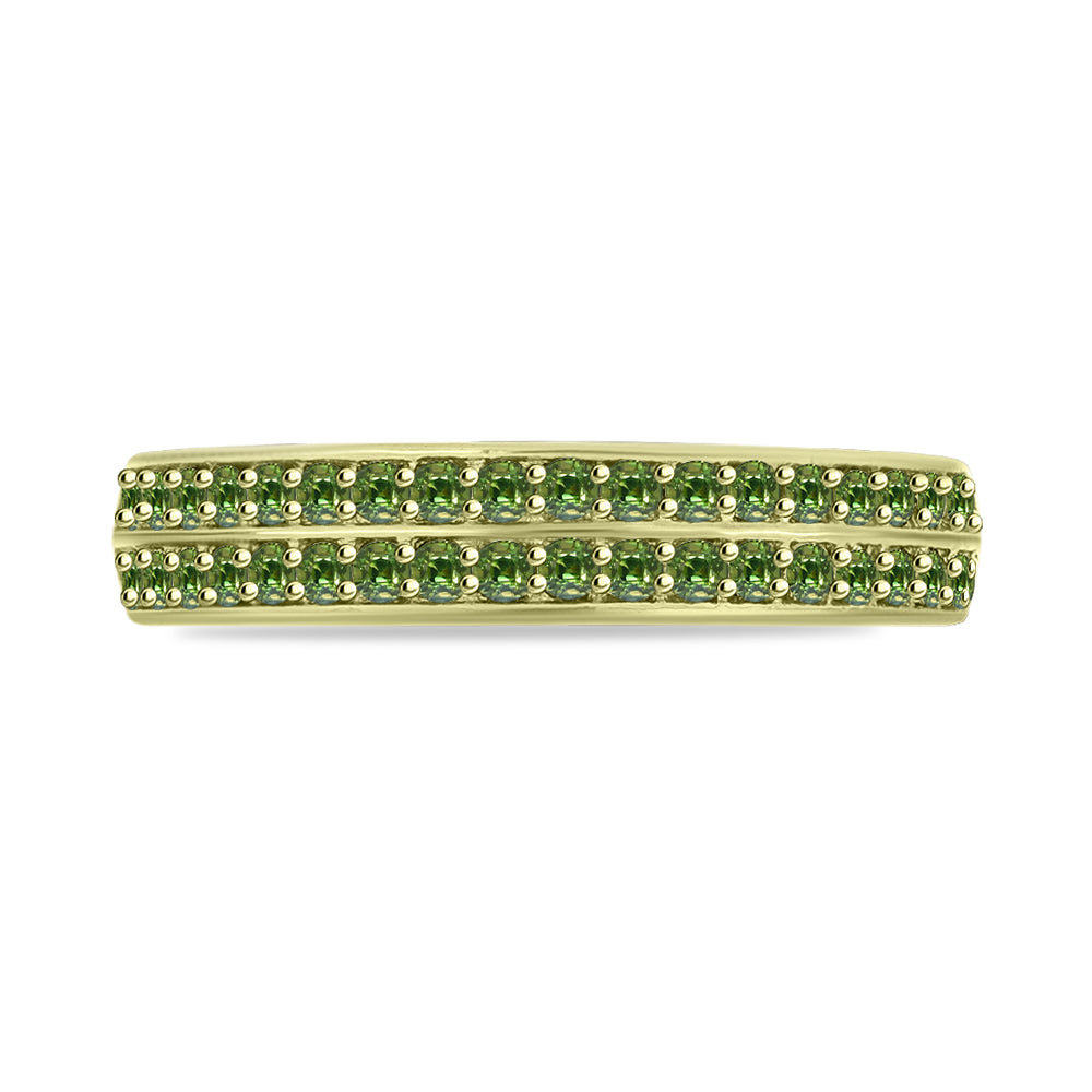 Anillo de Plata Bañada en Oro con Zafiro Verde