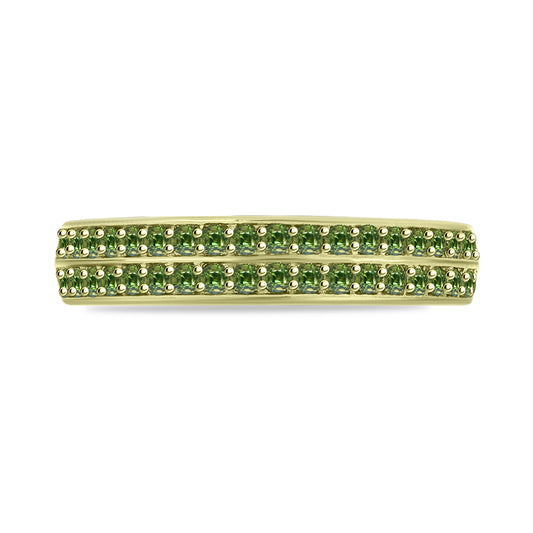 Anillo de Plata Bañada en Oro con Zafiro Verde