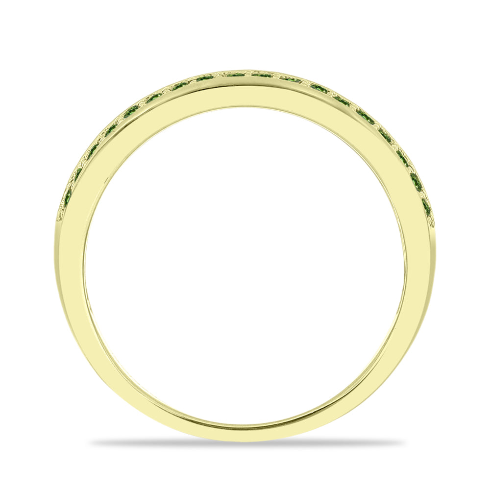 Anillo de Plata Bañada en Oro con Zafiro Verde