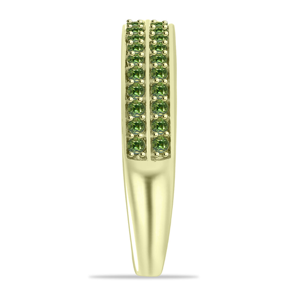 Anillo de Plata Bañada en Oro con Zafiro Verde