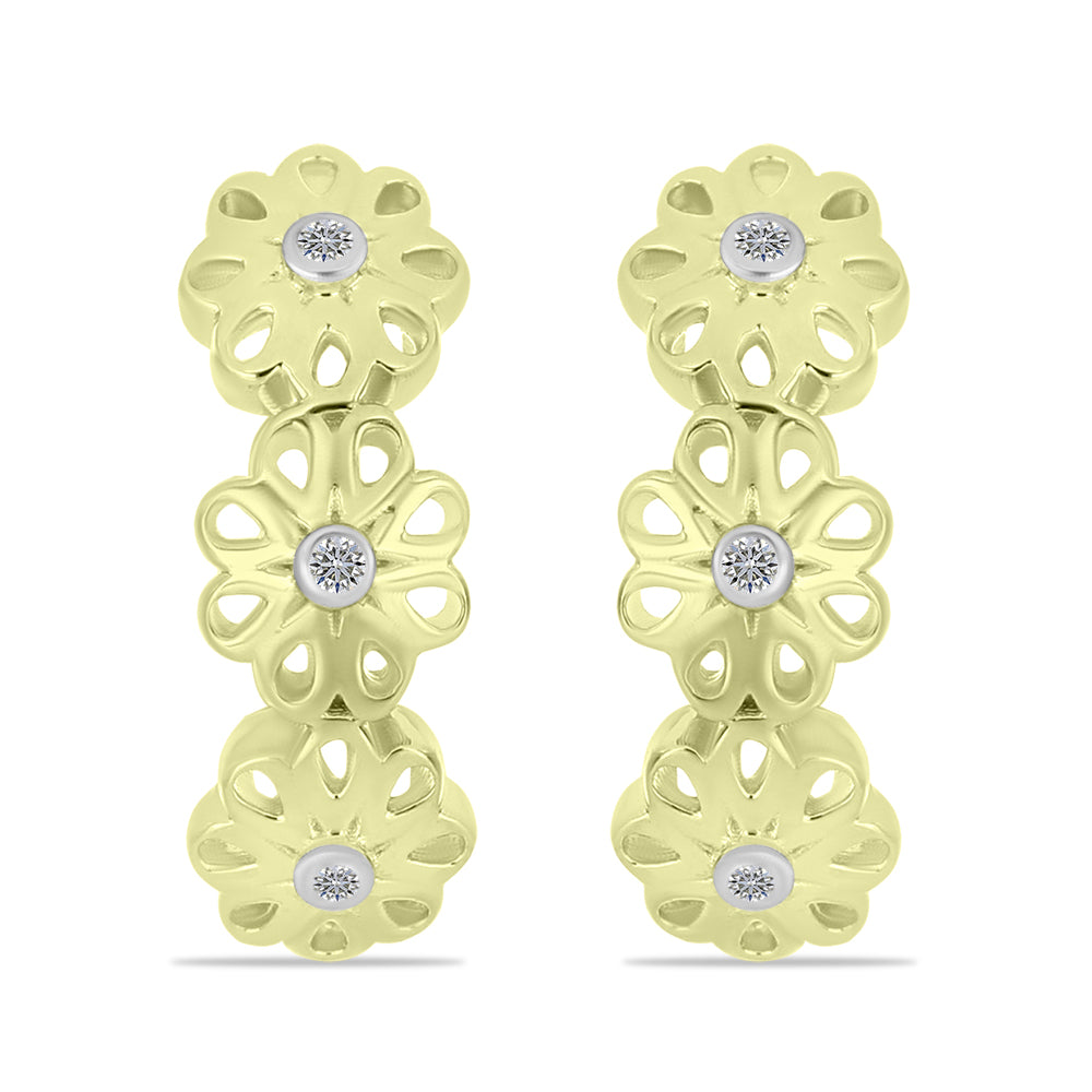 Pendientes de Plata Bañada en Oro con Diamante blanco 1 