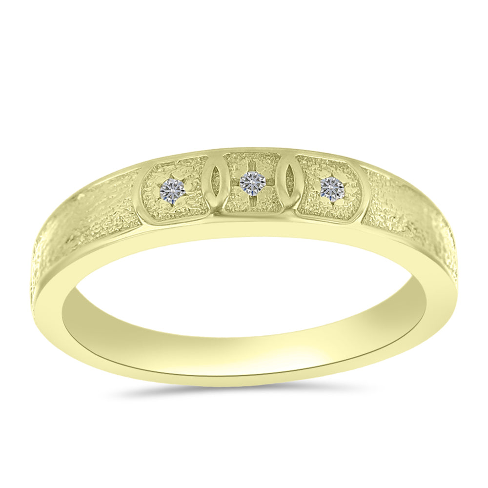 Anillo de Plata Bañada en Oro con Diamante blanco 7 