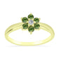 Anillo de Plata Bañada en Oro con Zafiro Verde y Topacio Blanco