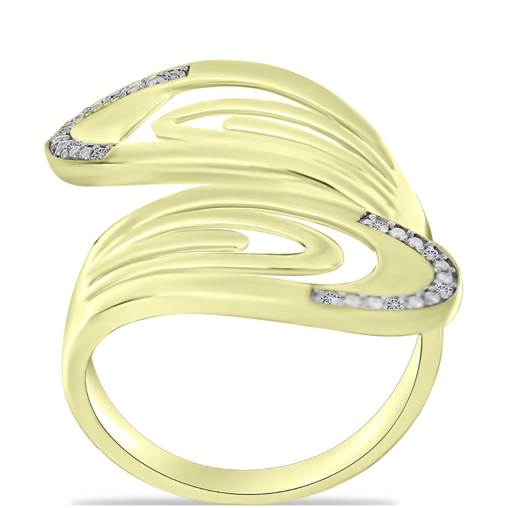 Anillo de Plata Bañada en Oro con Diamante blanco 7 