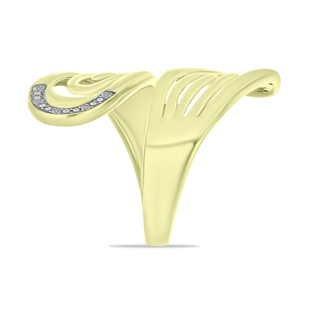 Anillo de Plata Bañada en Oro con Diamante blanco 4 