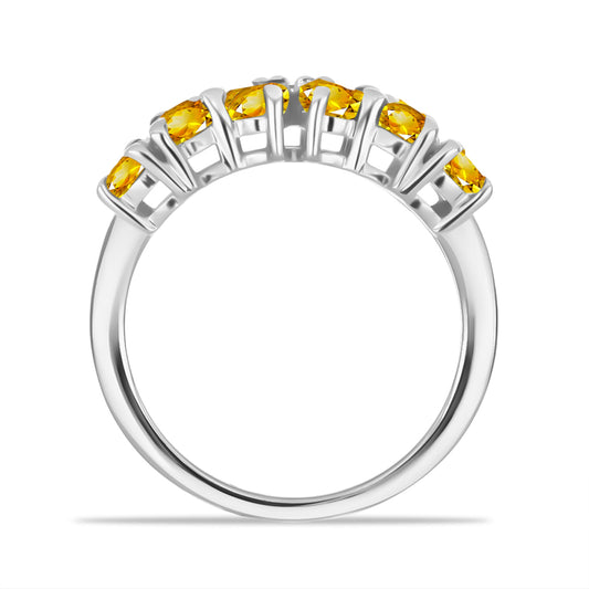 Anillo de Plata con Citrino de Río del Oro y Topacio Blanco