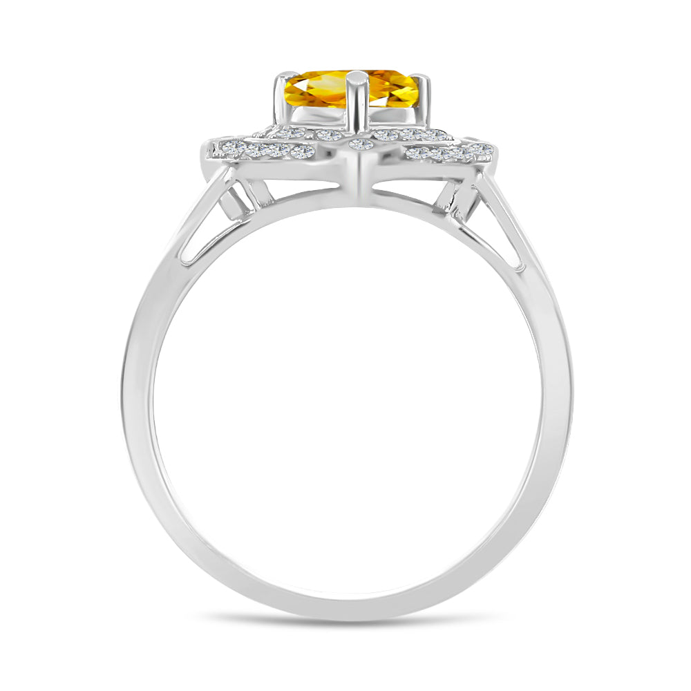 Anillo de Plata con Citrino de Río del Oro y Topacio Blanco 2 