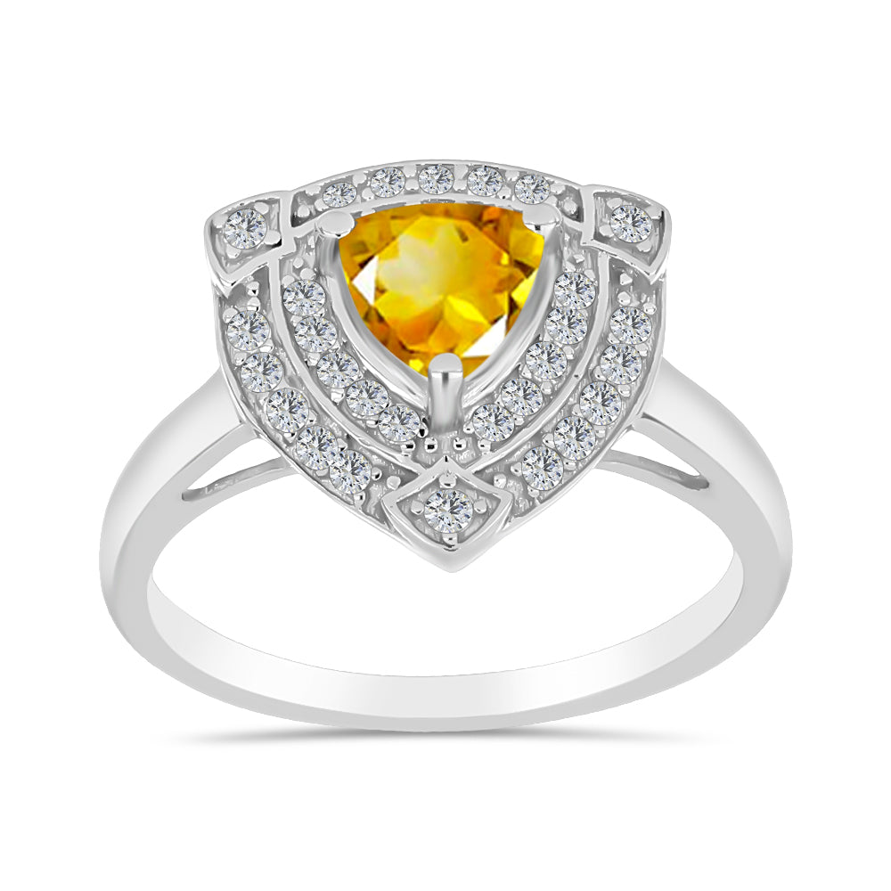 Anillo de Plata con Citrino de Río del Oro y Topacio Blanco