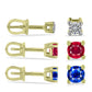 Conjunto de Plata Bañada en Oro con Diamante blanco y Rubí de Madagascar ( Pendientes )