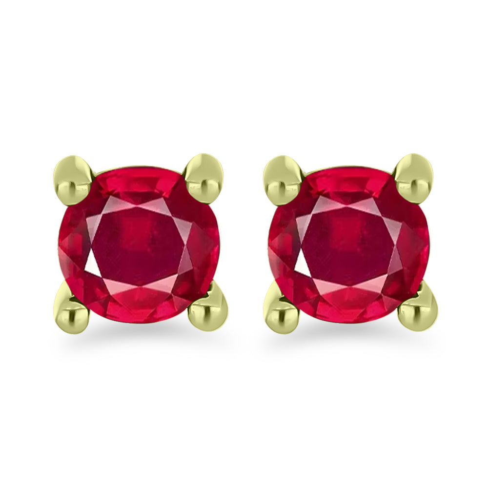 Conjunto de Plata Bañada en Oro con Diamante blanco y Rubí de Madagascar ( Pendientes ) 4 