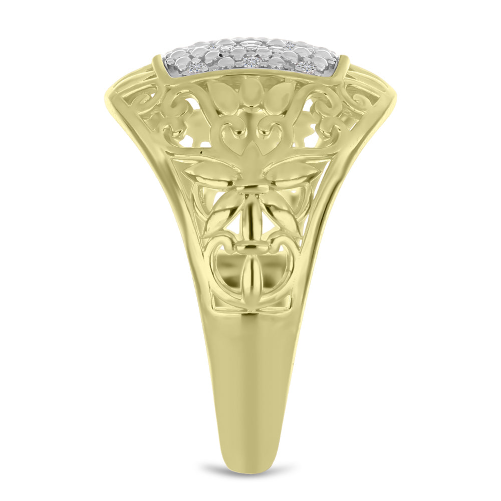 Anillo de Plata Bañada en Oro con Diamante blanco 4 