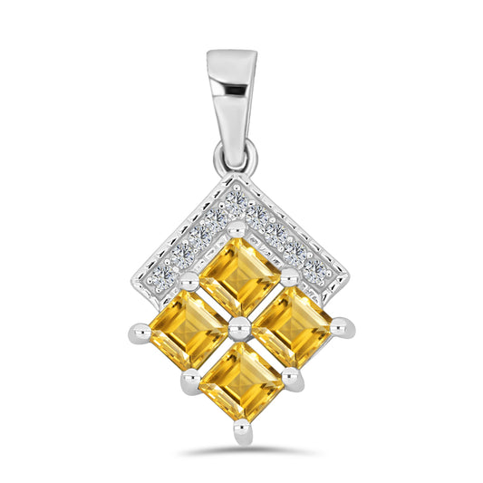 Colgante de Plata con Citrino de Río del Oro y Topacio Blanco