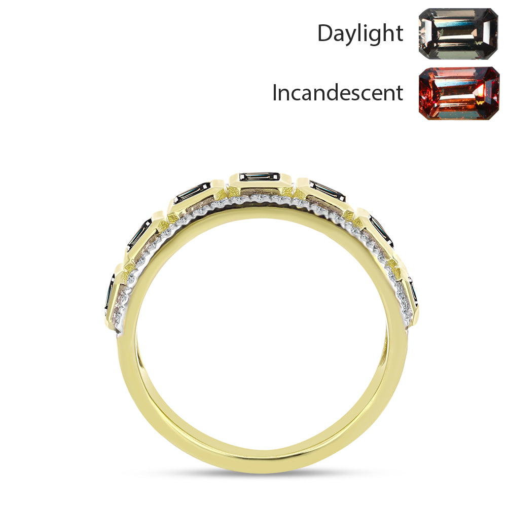 Anillo de Plata Bañada en Oro con Granate Bekily Multicolor y Topacio Blanco 2 