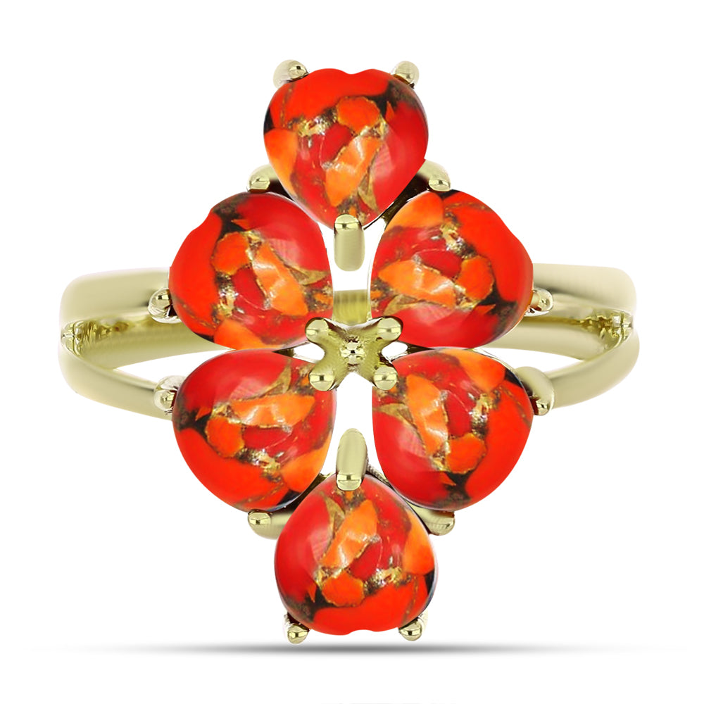 Anillo de Plata Bañada en Oro con Turquesa de Mohave 1 