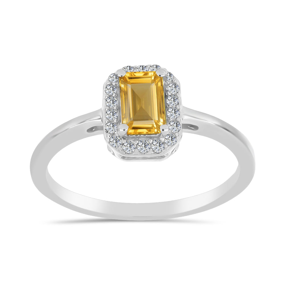 Anillo de Plata con Citrino de Río del Oro y Topacio Blanco