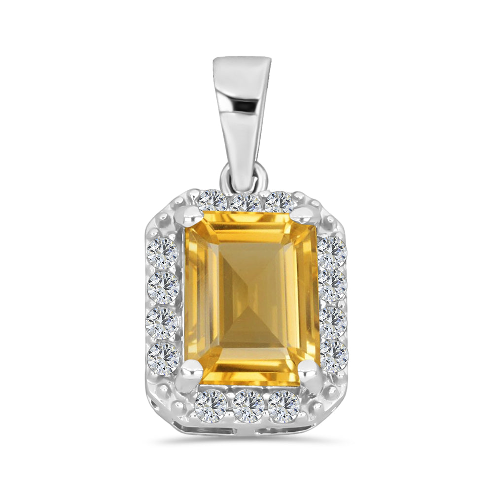 Colgante de Plata con Citrino de Río del Oro y Topacio Blanco