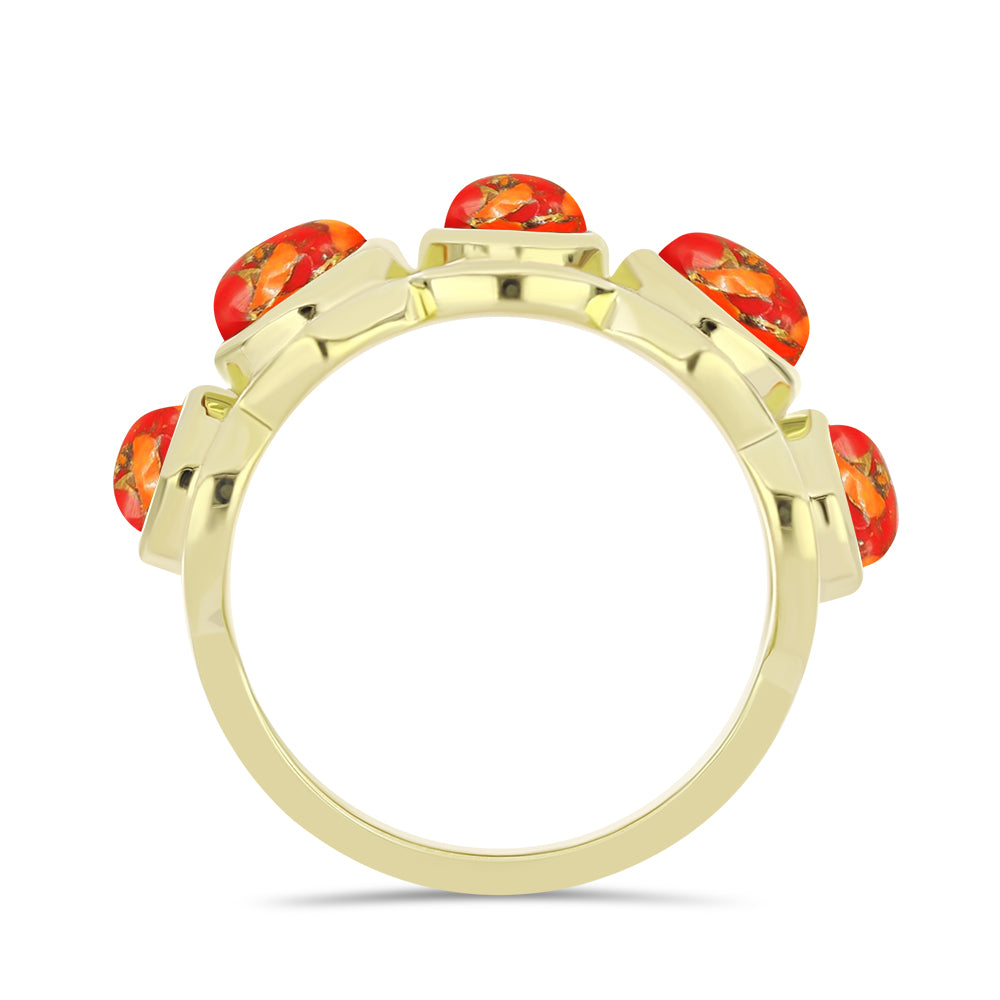 Anillo de Plata Bañada en Oro con Turquesa de Mohave 2 