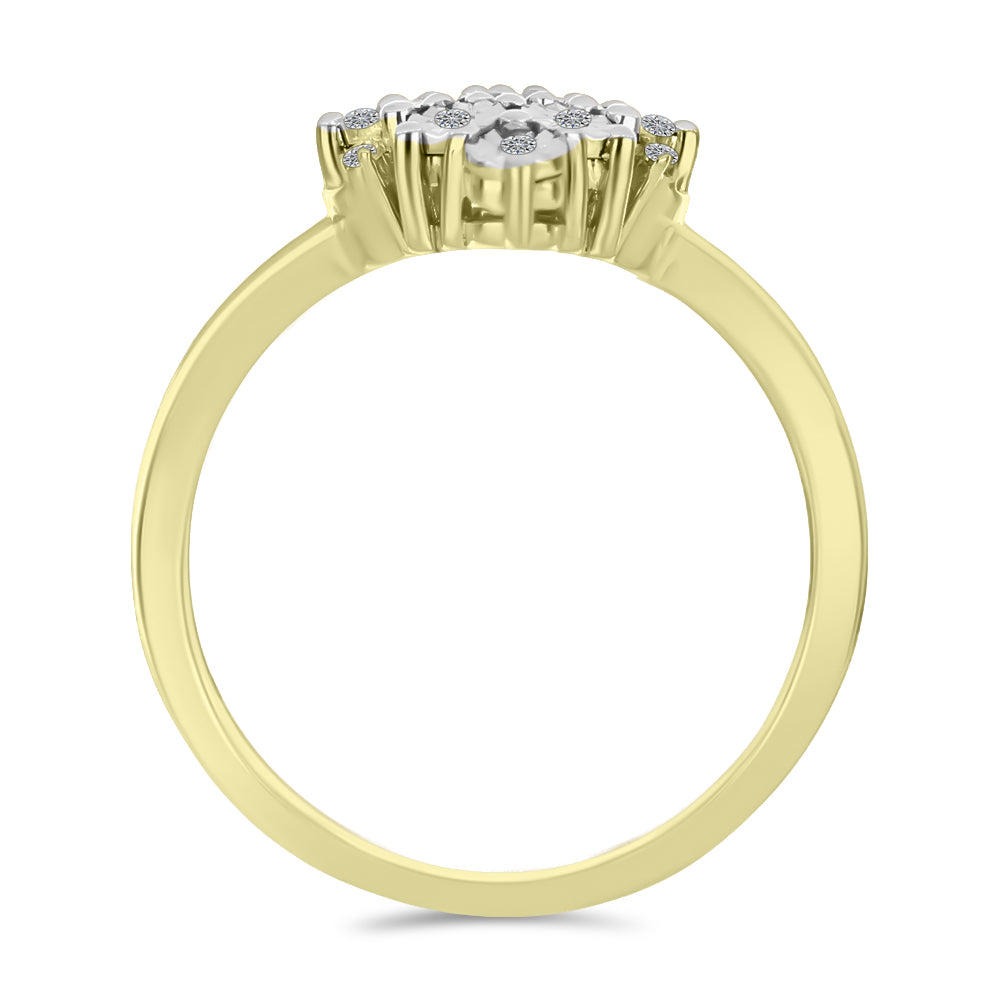Anillo de Plata Bañada en Oro con Diamante blanco y Topacio Blanco 2 