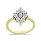 Anillo de Plata Bañada en Oro con Diamante blanco y Topacio Blanco