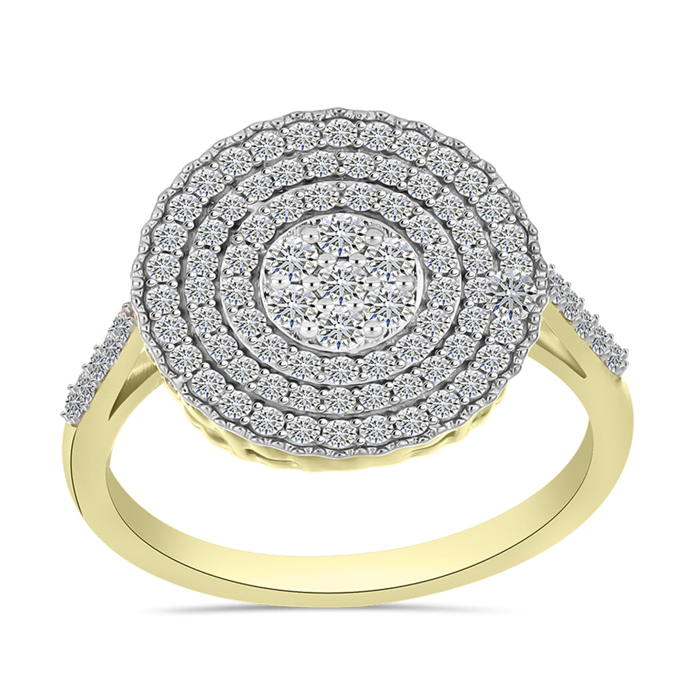 Anillo de Plata Bañada en Oro con Diamante blanco y Topacio Blanco 3 