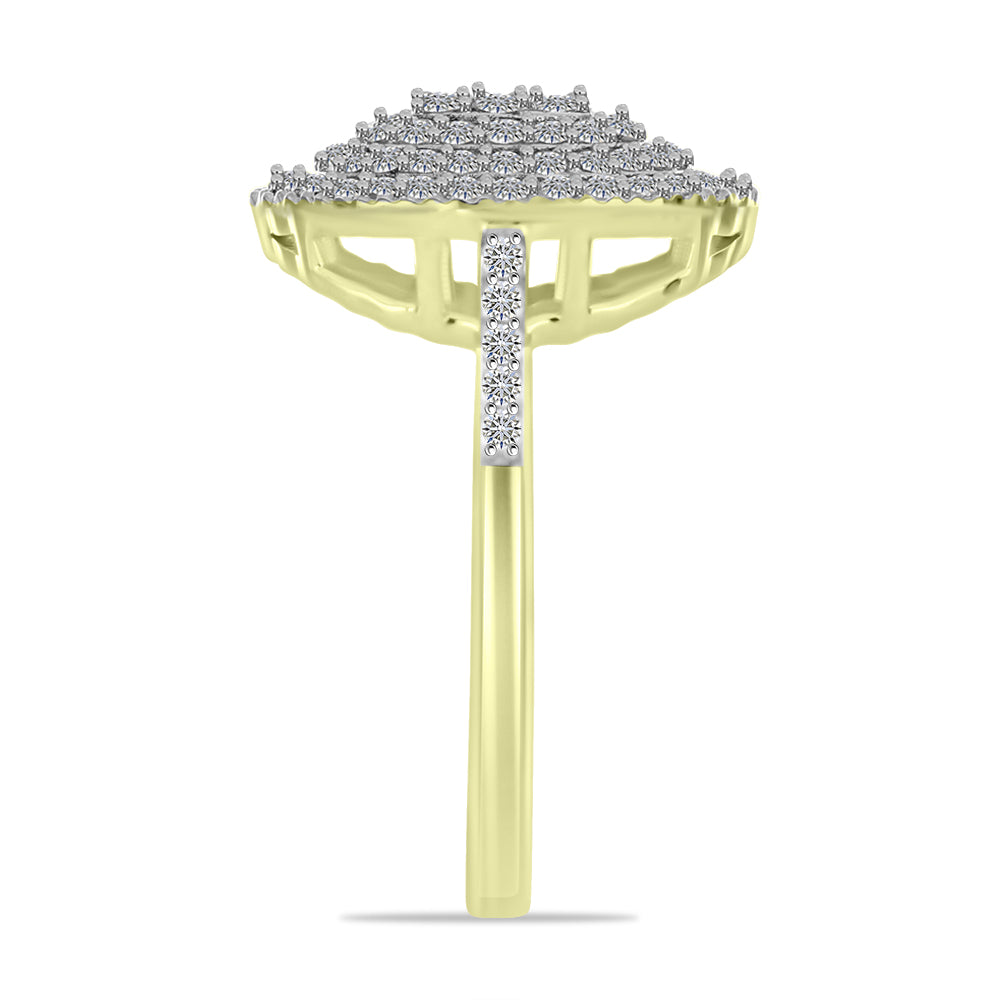 Anillo de Plata Bañada en Oro con Diamante blanco y Topacio Blanco 4 