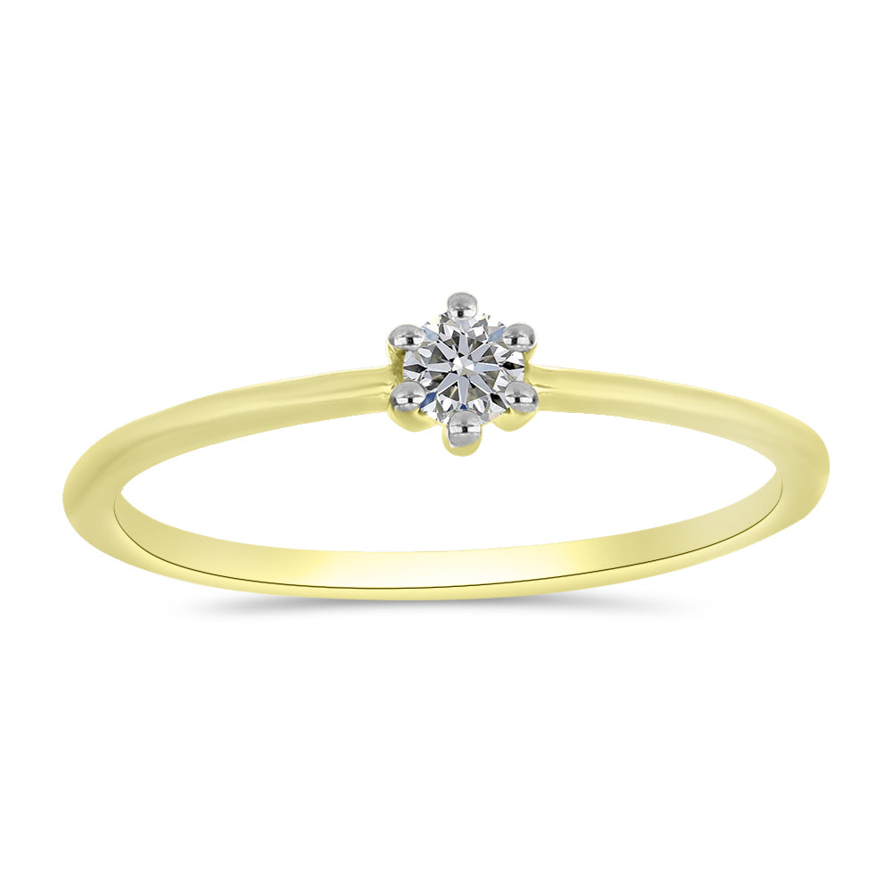 Anillo de Plata Bañada en Oro con Diamante blanco