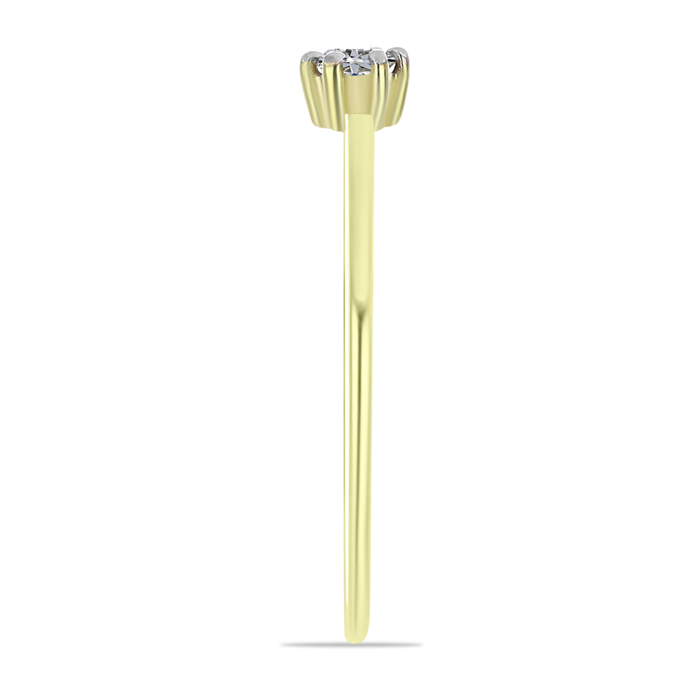 Anillo de Plata Bañada en Oro con Diamante blanco 4 