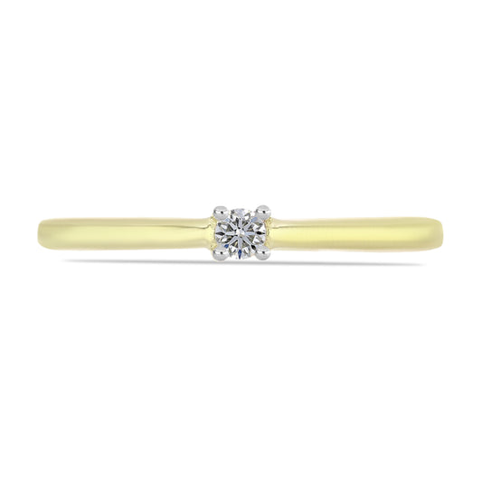 Anillo de Plata Bañada en Oro con Diamante blanco