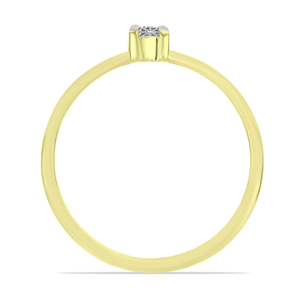 Anillo de Plata Bañada en Oro con Diamante blanco 2 