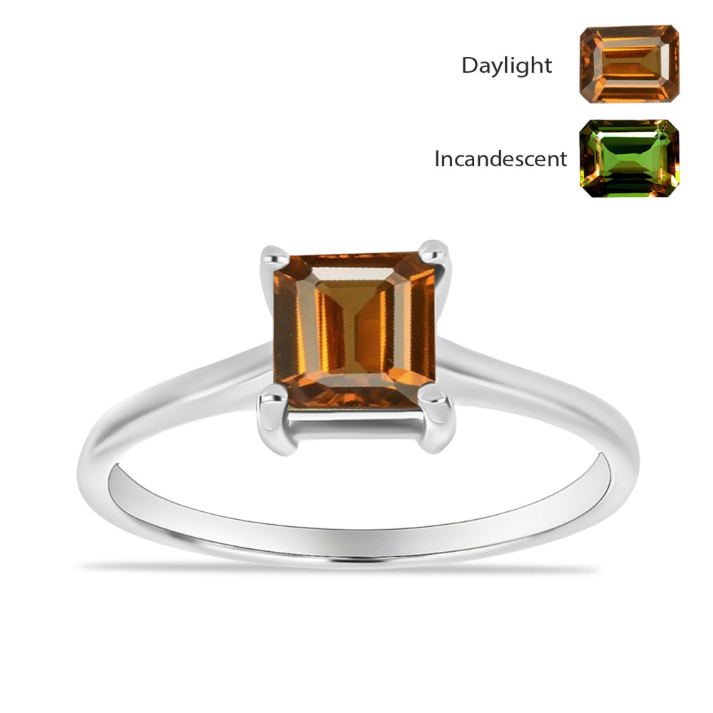 Anillo de Plata con Zultanita de Anatolia certificado y cultivado en laboratorio