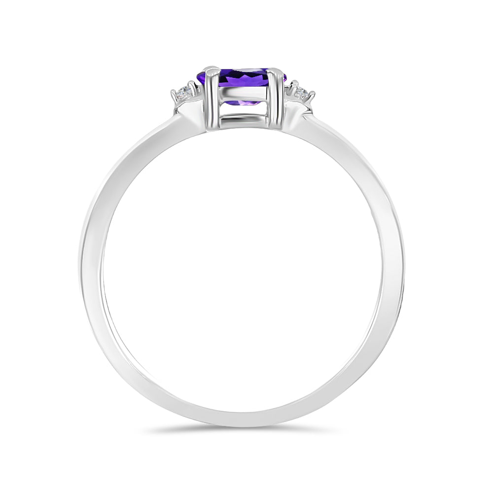 Anillo de Plata con Amatista de Marruecos y Topacio Blanco 2 