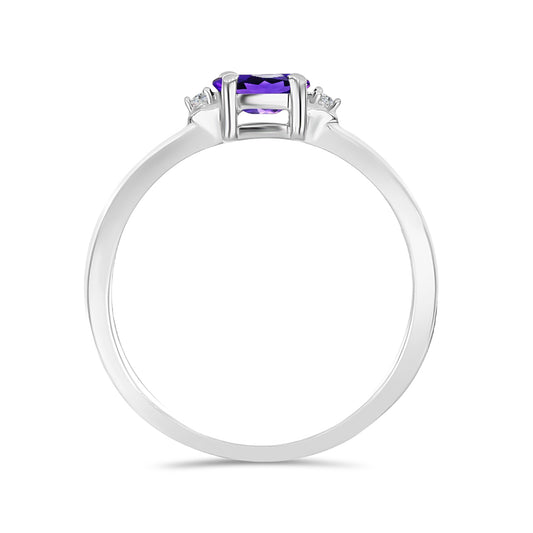 Anillo de Plata con Amatista de Marruecos y Topacio Blanco