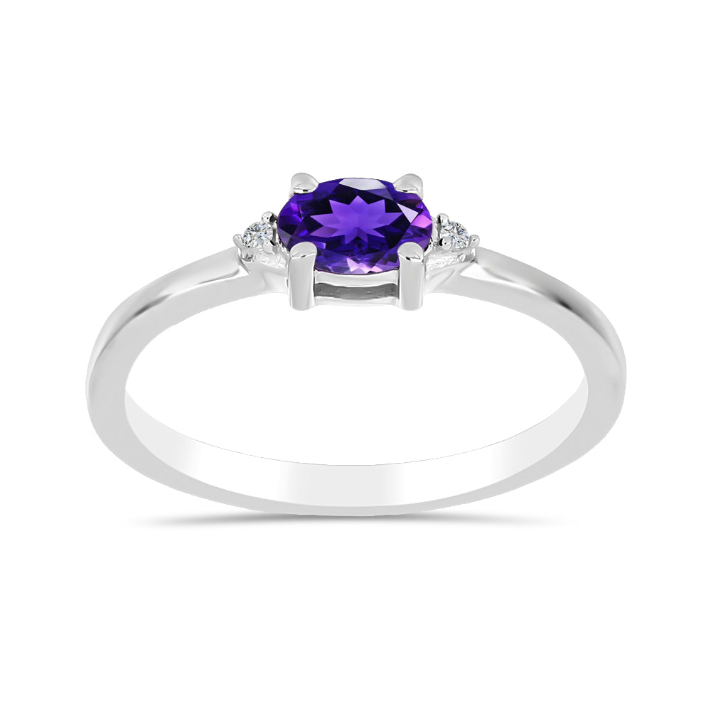 Anillo de Plata con Amatista de Marruecos y Topacio Blanco 3 