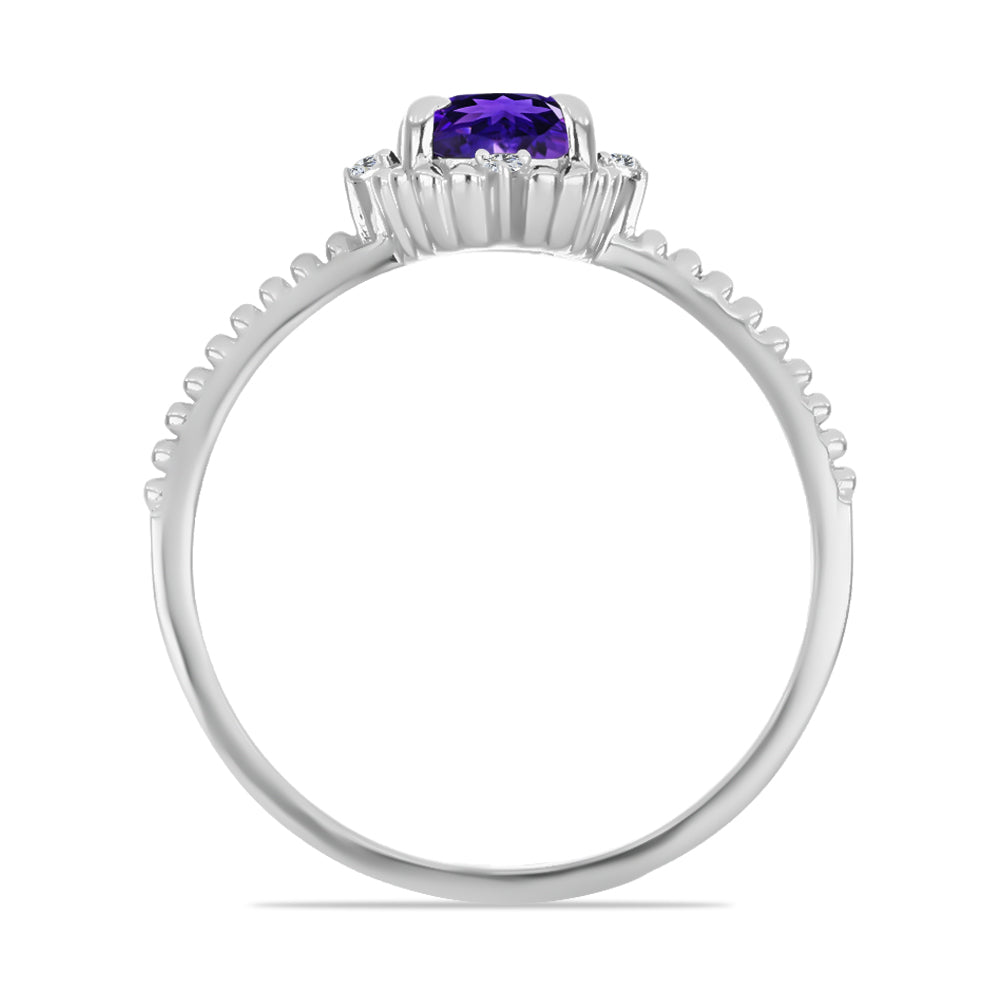 Anillo de Plata con Amatista de Marruecos y Topacio Blanco 2 