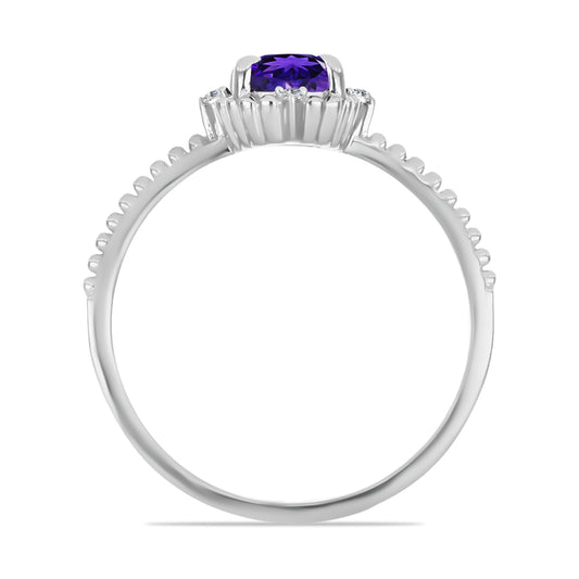 Anillo de Plata con Amatista de Marruecos y Topacio Blanco