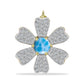Broche de Plata Bañada en Oro con Larimar y Topacio Blanco