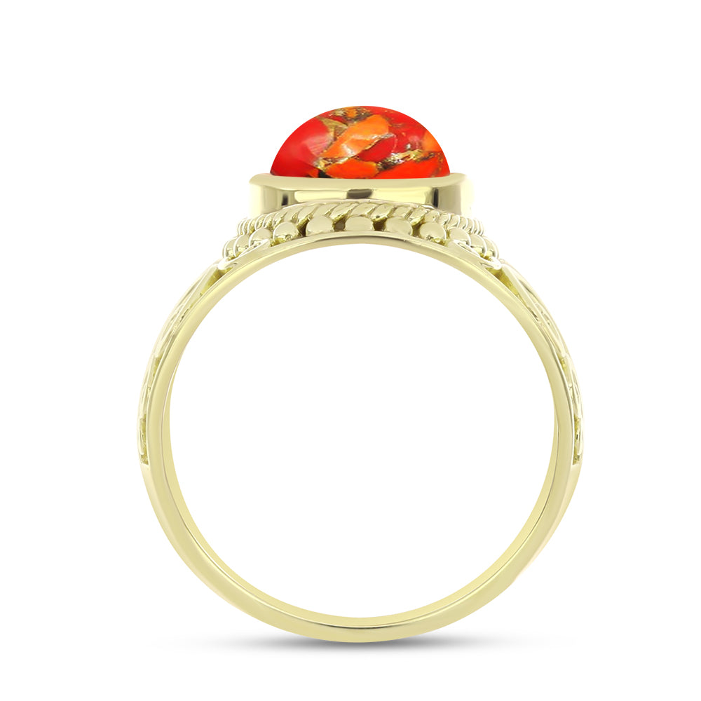 Anillo de Plata Bañada en Oro con Turquesa de Mohave 2 