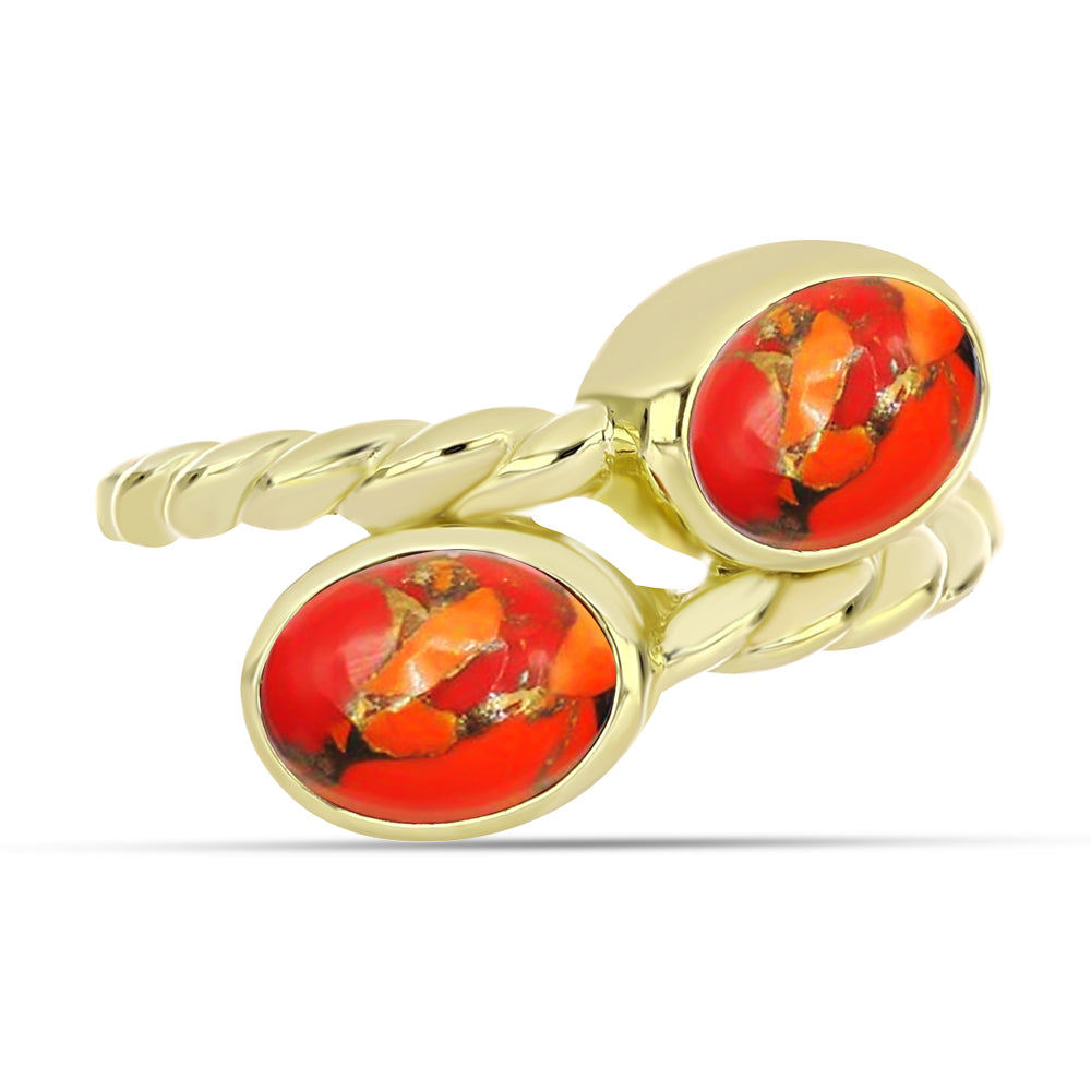 Anillo de Plata Bañada en Oro con Turquesa de Mohave 1 