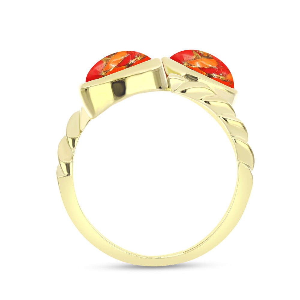 Anillo de Plata Bañada en Oro con Turquesa de Mohave 2 