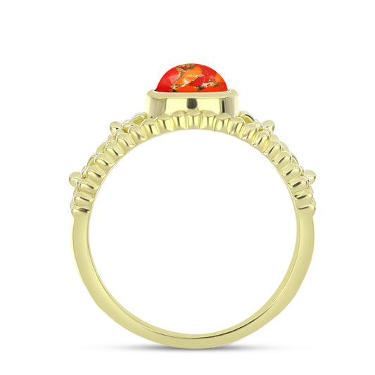Anillo de Plata Bañada en Oro con Turquesa de Mohave