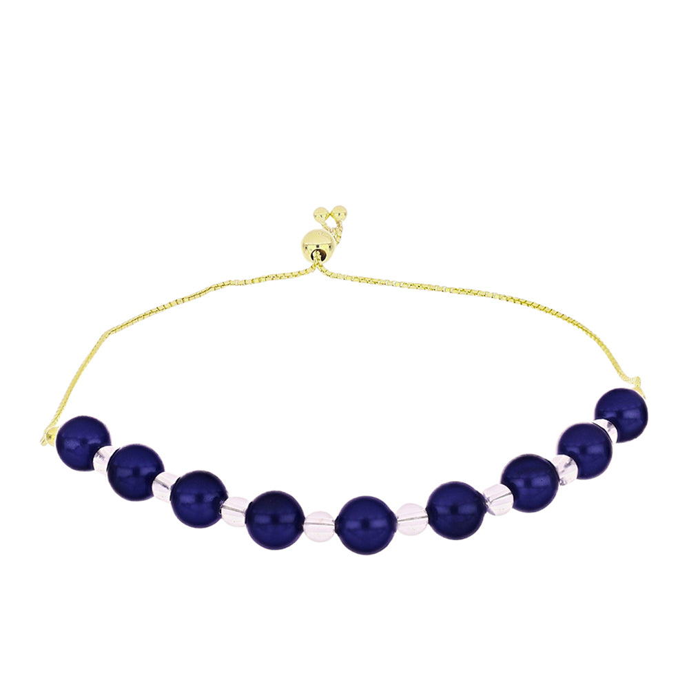 Pulsera de Plata Bañada en Oro con Perla Negra de Agua dulce