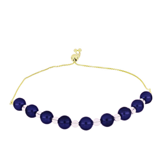 Pulsera de Plata Bañada en Oro con Perla Negra de Agua dulce