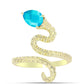 Anillo de Plata Bañada en Oro con Jade Azul
